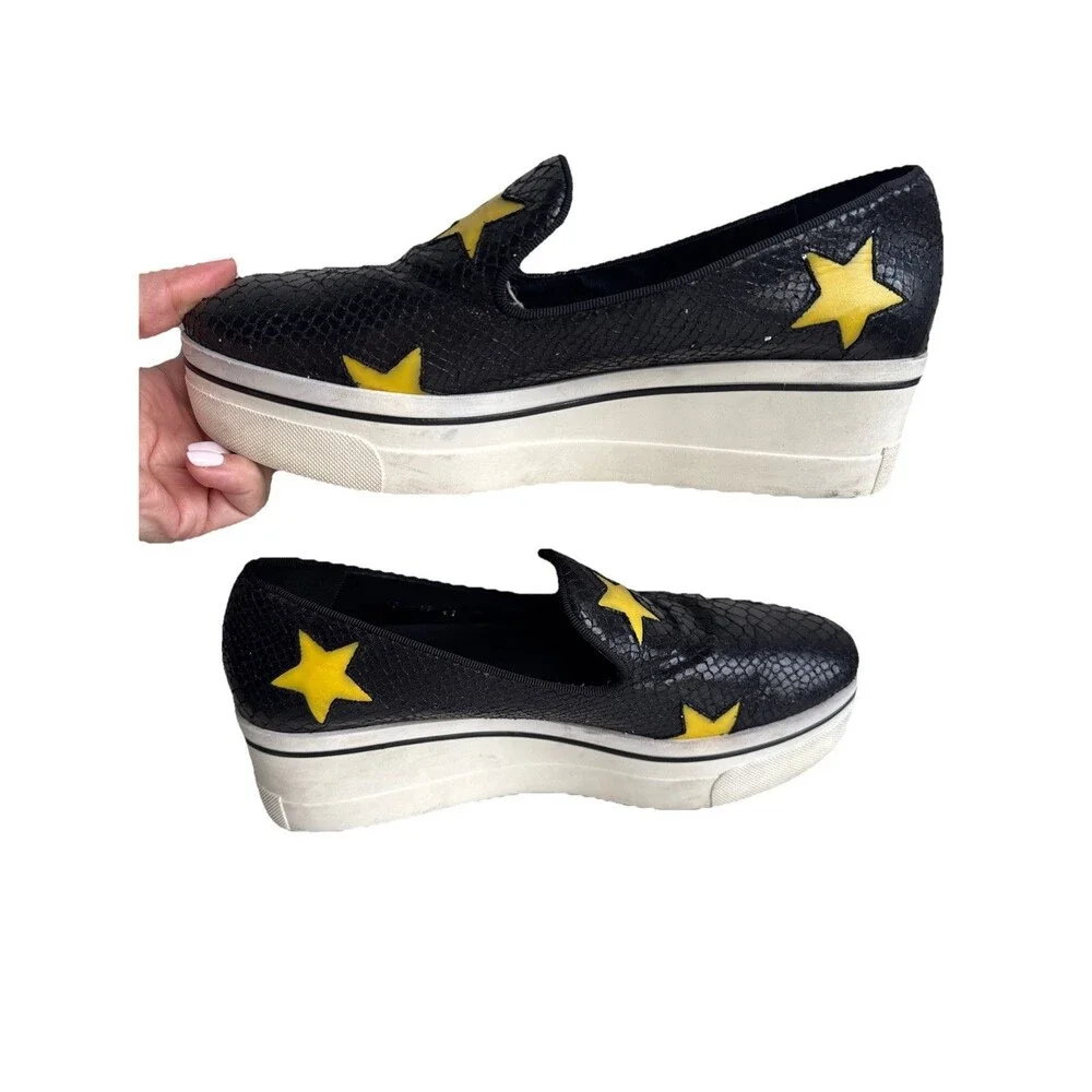Stella McCartney Python Embossed Faux Leather Binx Star Platform Sneakers 10.5